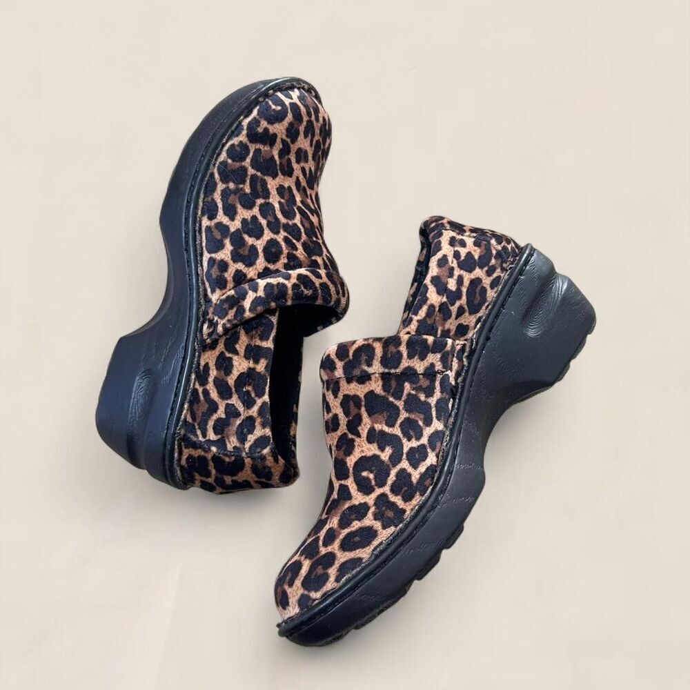 born leopard clog chunky platform funky boho slip ons shoes | size 6.5 - Picture 3 of 8